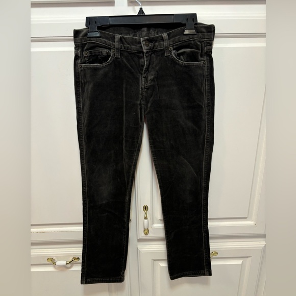 7 For All Mankind Dark Gray Velvet Straight Leg  Pants Women’s Size 28 - Picture 1 of 6